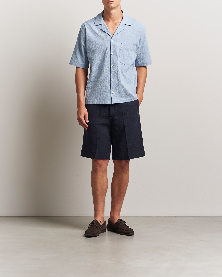 Herre | Shorts | Oscar Jacobson | James Casual Linen Shorts Navy