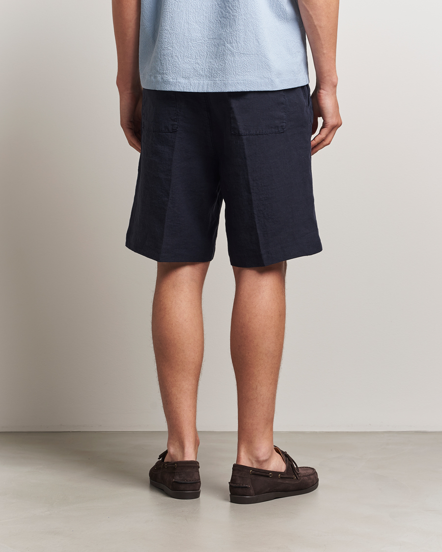 Herre | Shorts | Oscar Jacobson | James Casual Linen Shorts Navy