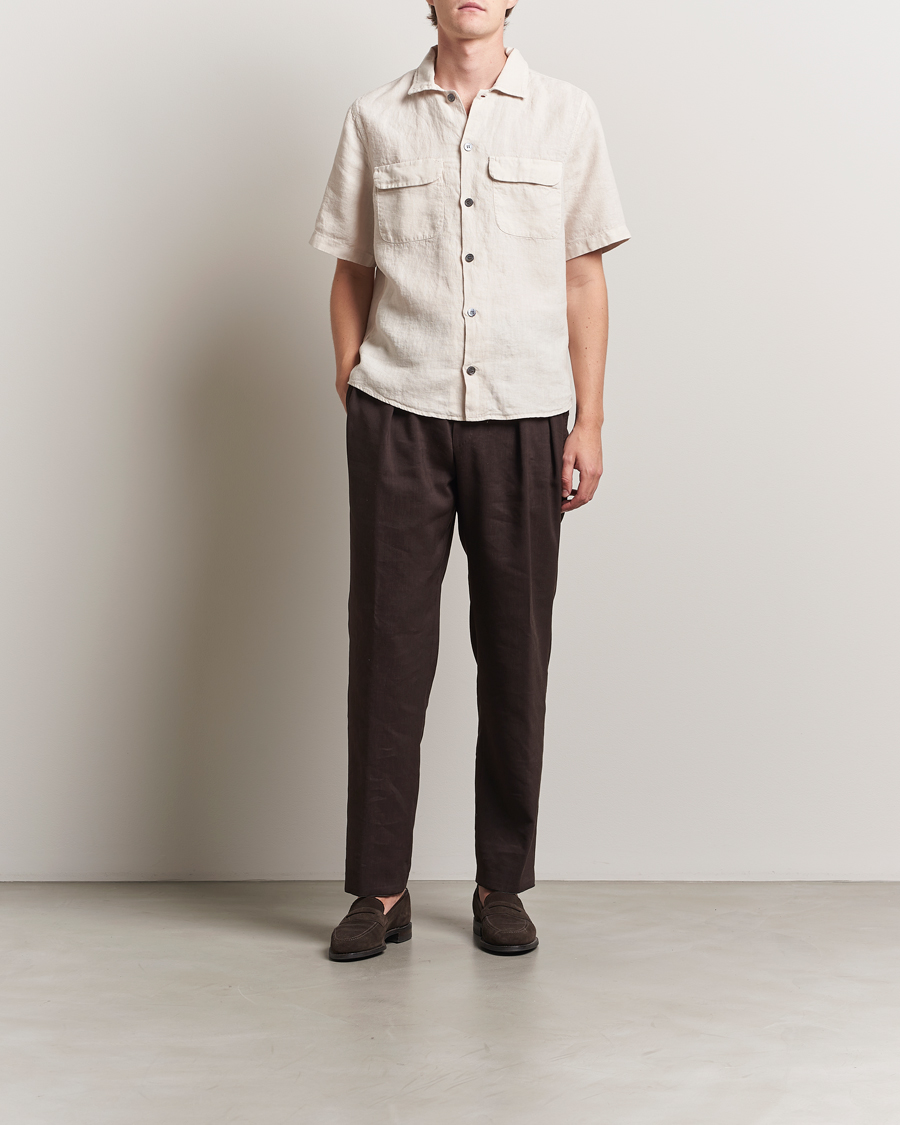 Herre | Skjorter | Oscar Jacobson | Reg Fit City Linen Shirt Cream