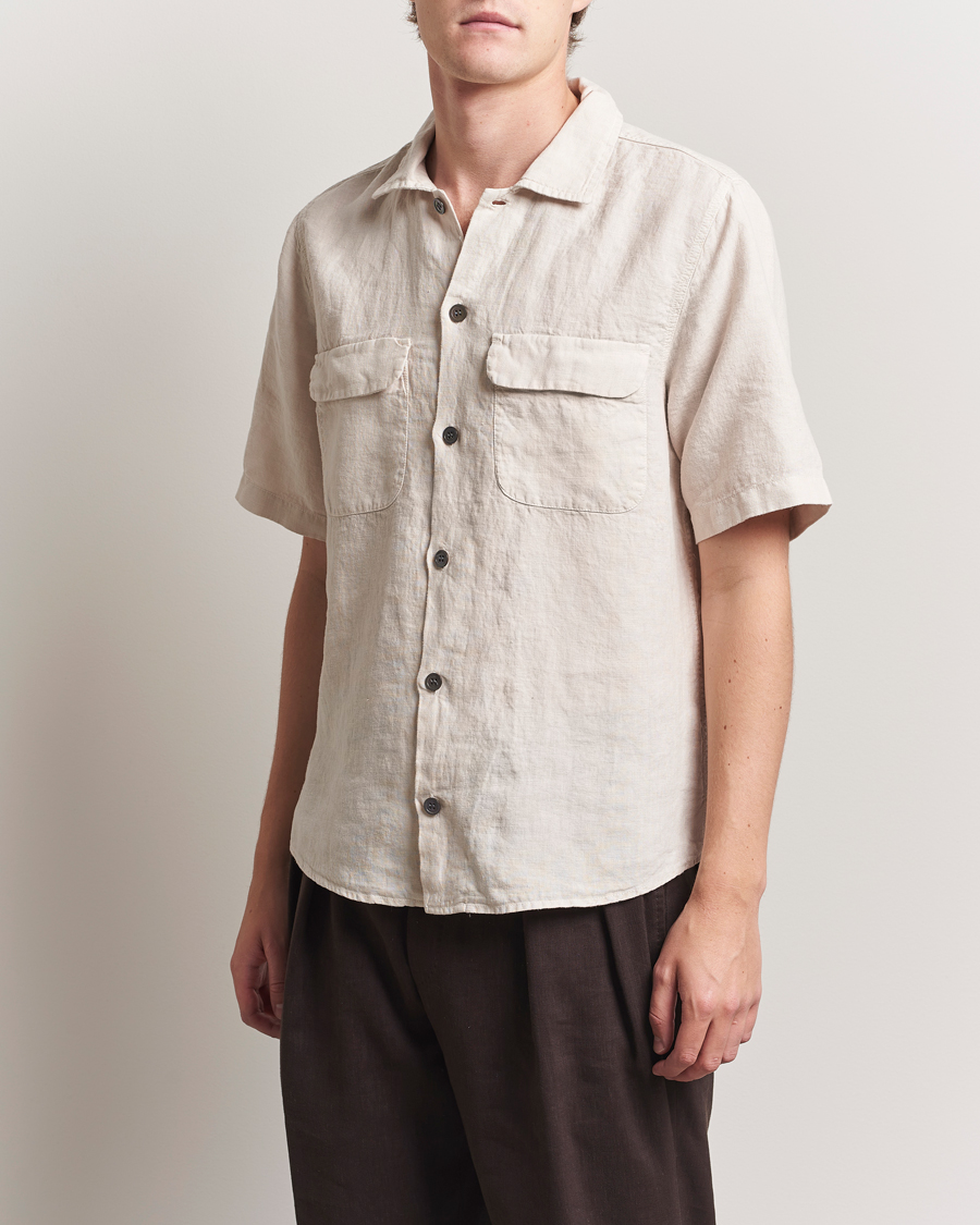 Herre | Skjorter | Oscar Jacobson | Reg Fit City Linen Shirt Cream
