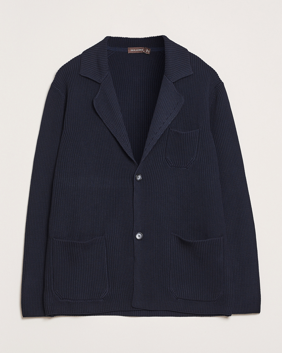 Herre | Gensere | Oscar Jacobson | Camron Cotton Cardigan Navy