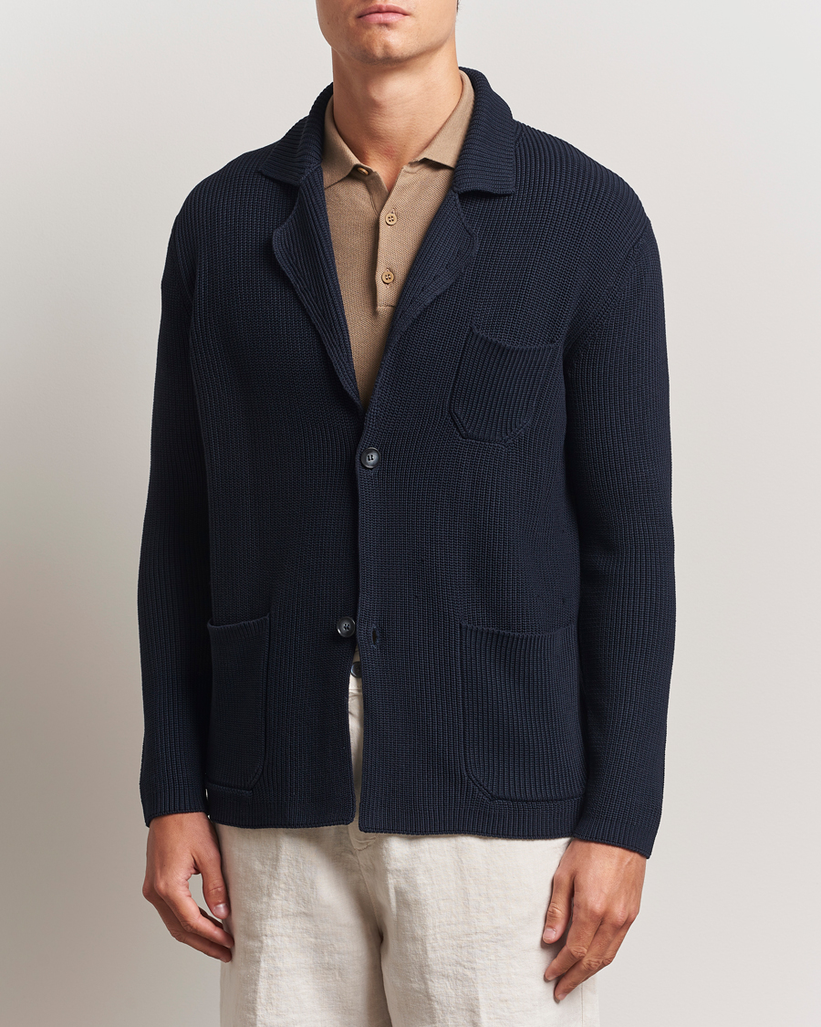 Herre | Gensere | Oscar Jacobson | Camron Cotton Cardigan Navy