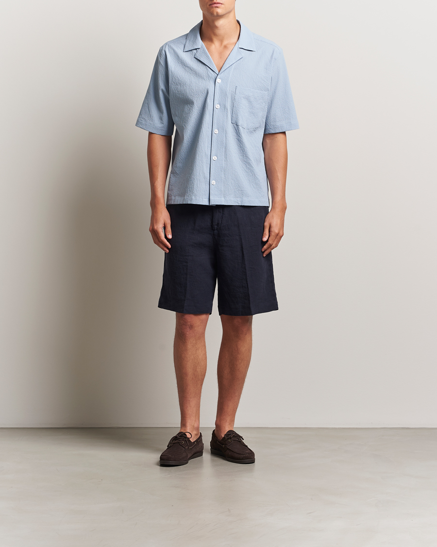 Herre | Skjorter | Oscar Jacobson | Reg Fit Cuba Seersucker Shirt Light Blue