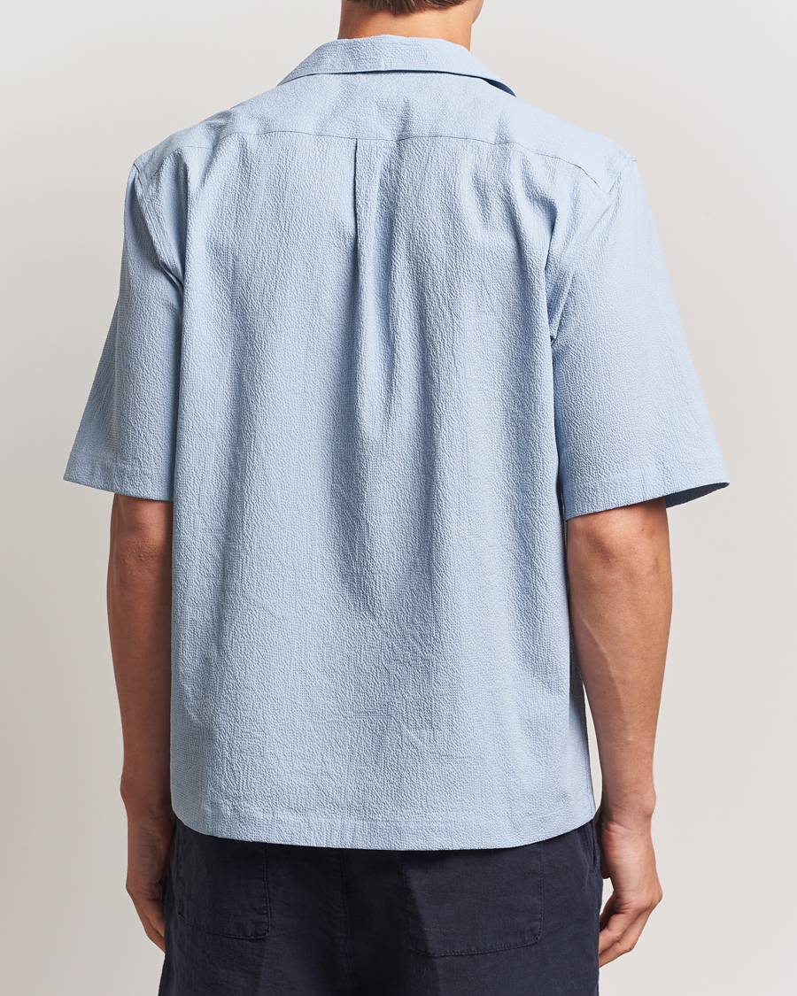 Herre | Skjorter | Oscar Jacobson | Reg Fit Cuba Seersucker Shirt Light Blue