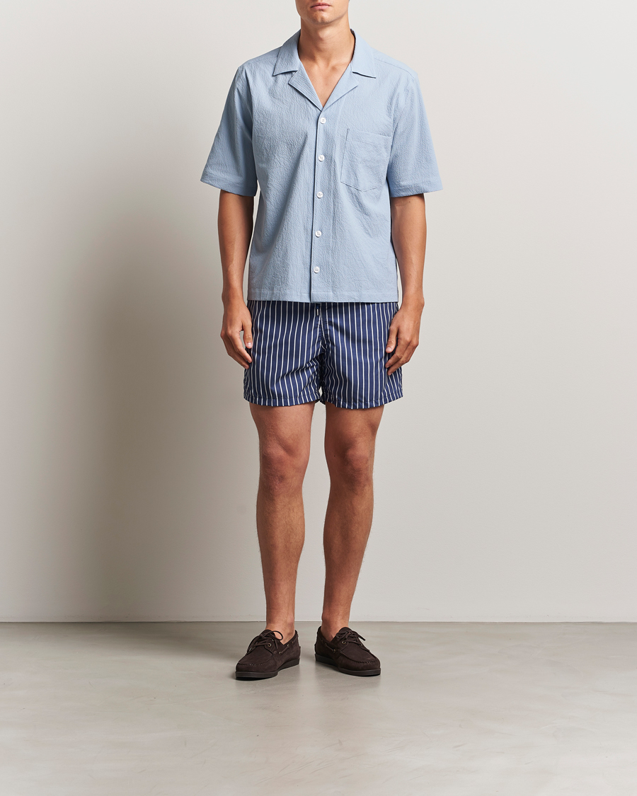 Herre | Badeshorts | Oscar Jacobson | Striped Swimshorts Navy