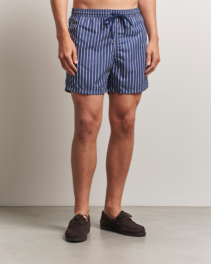 Herre | Badeshorts | Oscar Jacobson | Striped Swimshorts Navy