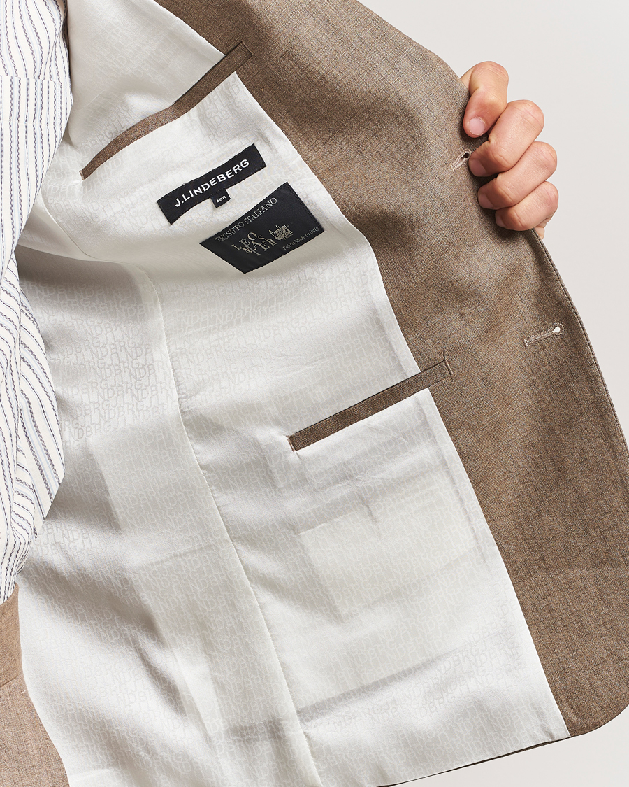 Herre | Dressjakker | J.Lindeberg | Elton Unlined Super Linen Blazer Nutmeg
