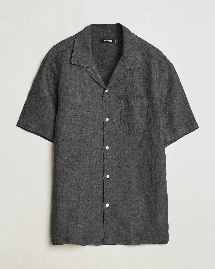 Herre | Skjorter | J.Lindeberg | Elio Linen Melange Shirt Black