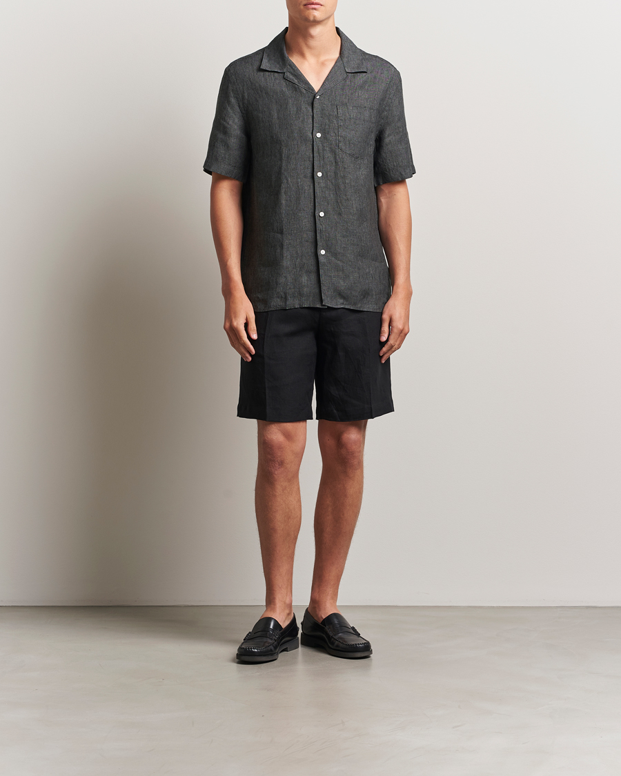 Herre | Skjorter | J.Lindeberg | Elio Linen Melange Shirt Black