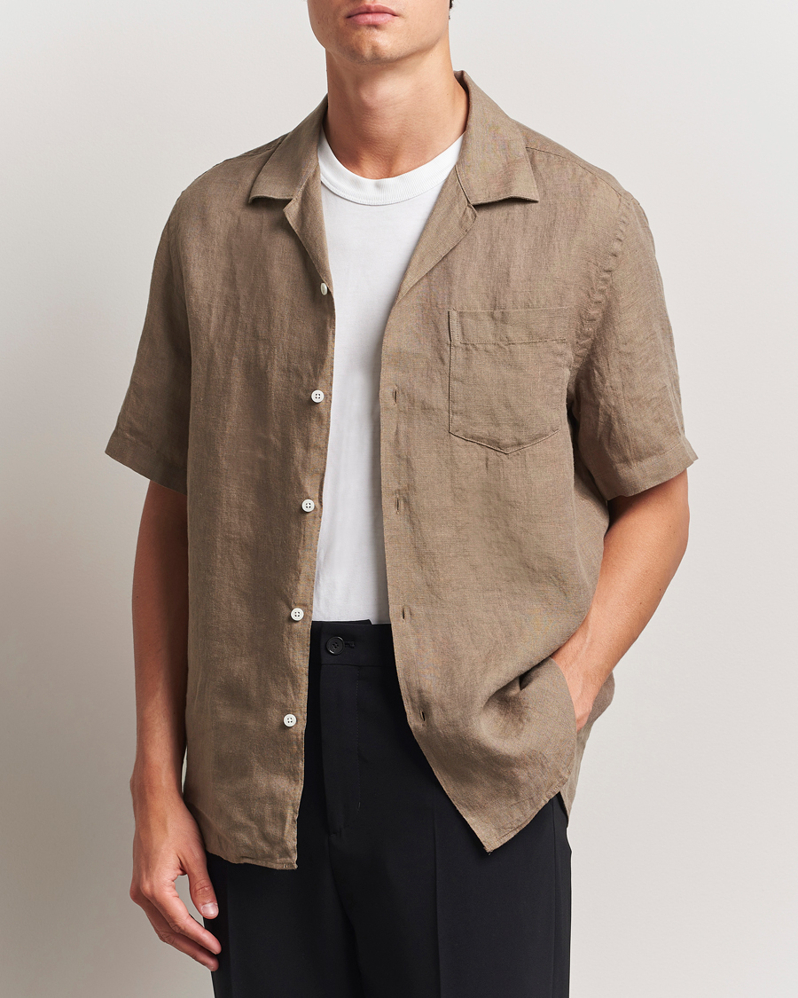 Herre | Skjorter | J.Lindeberg | Elio Linen Melange Shirt Nutmeg