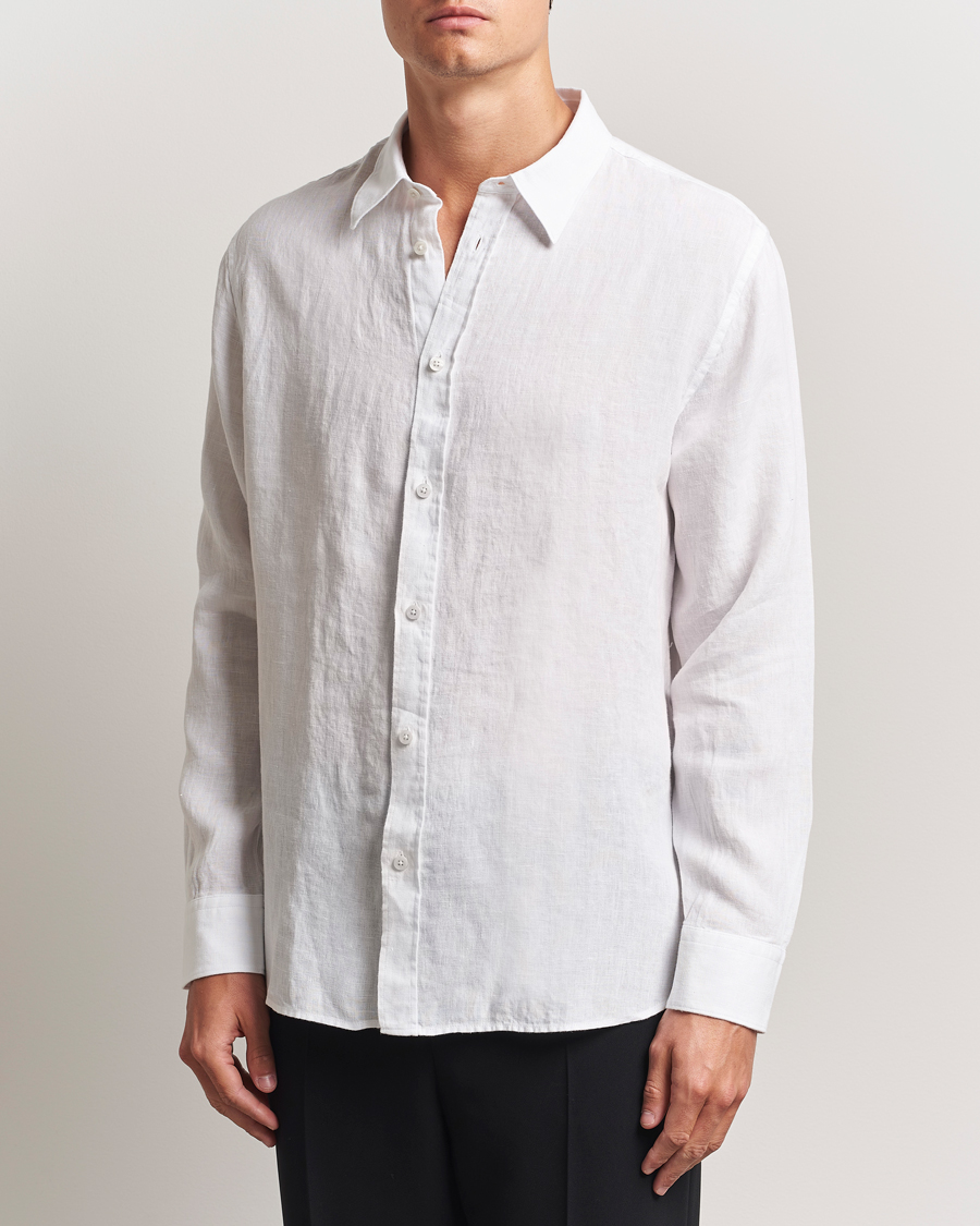 Herre | Skjorter | J.Lindeberg | Linen Melange Shirt White
