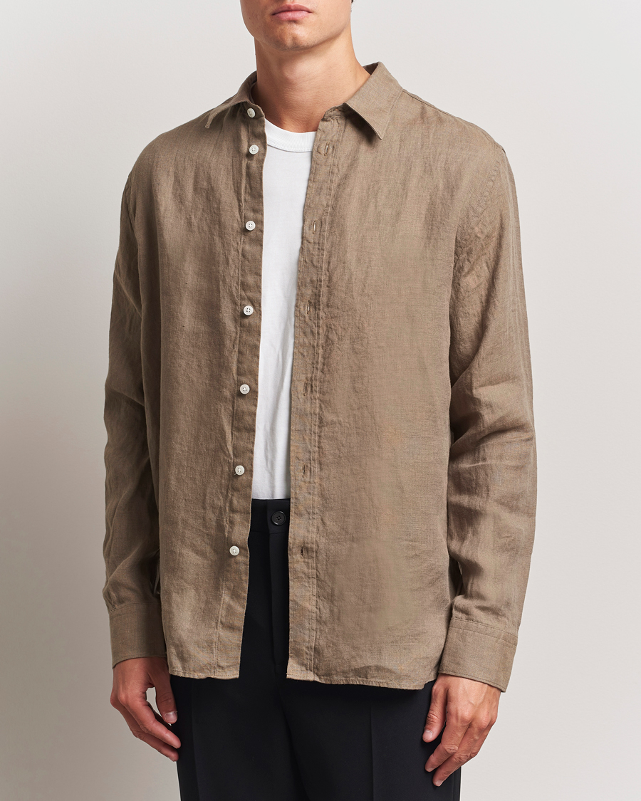 Herre | Skjorter | J.Lindeberg | Linen Melange Shirt Nutmeg