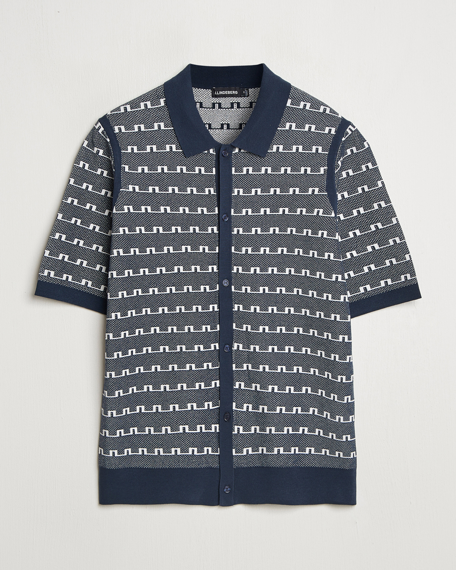 Herre | Skjorter | J.Lindeberg | Rolando Logo Jacquard Polo Navy