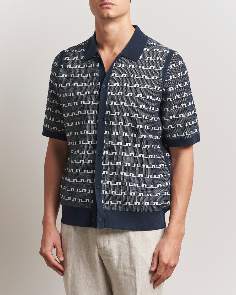 Herre | Skjorter | J.Lindeberg | Rolando Logo Jacquard Polo Navy