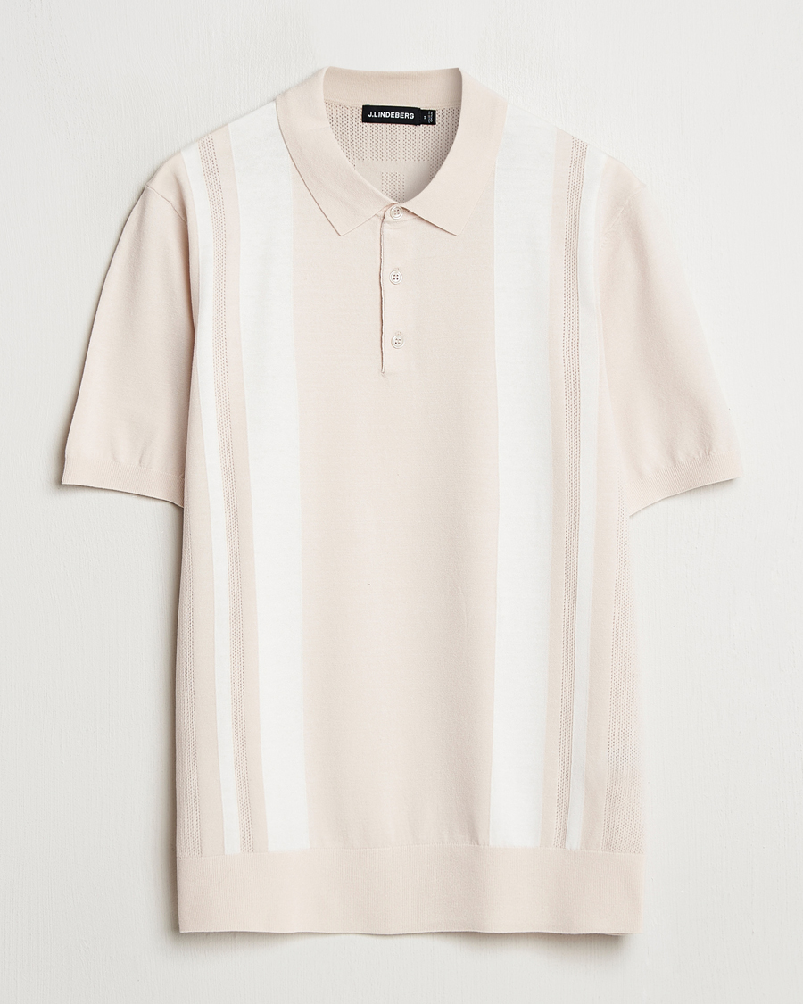 Herre | Pikéer | J.Lindeberg | Reymond Stripe Knit Polo Moonbeam