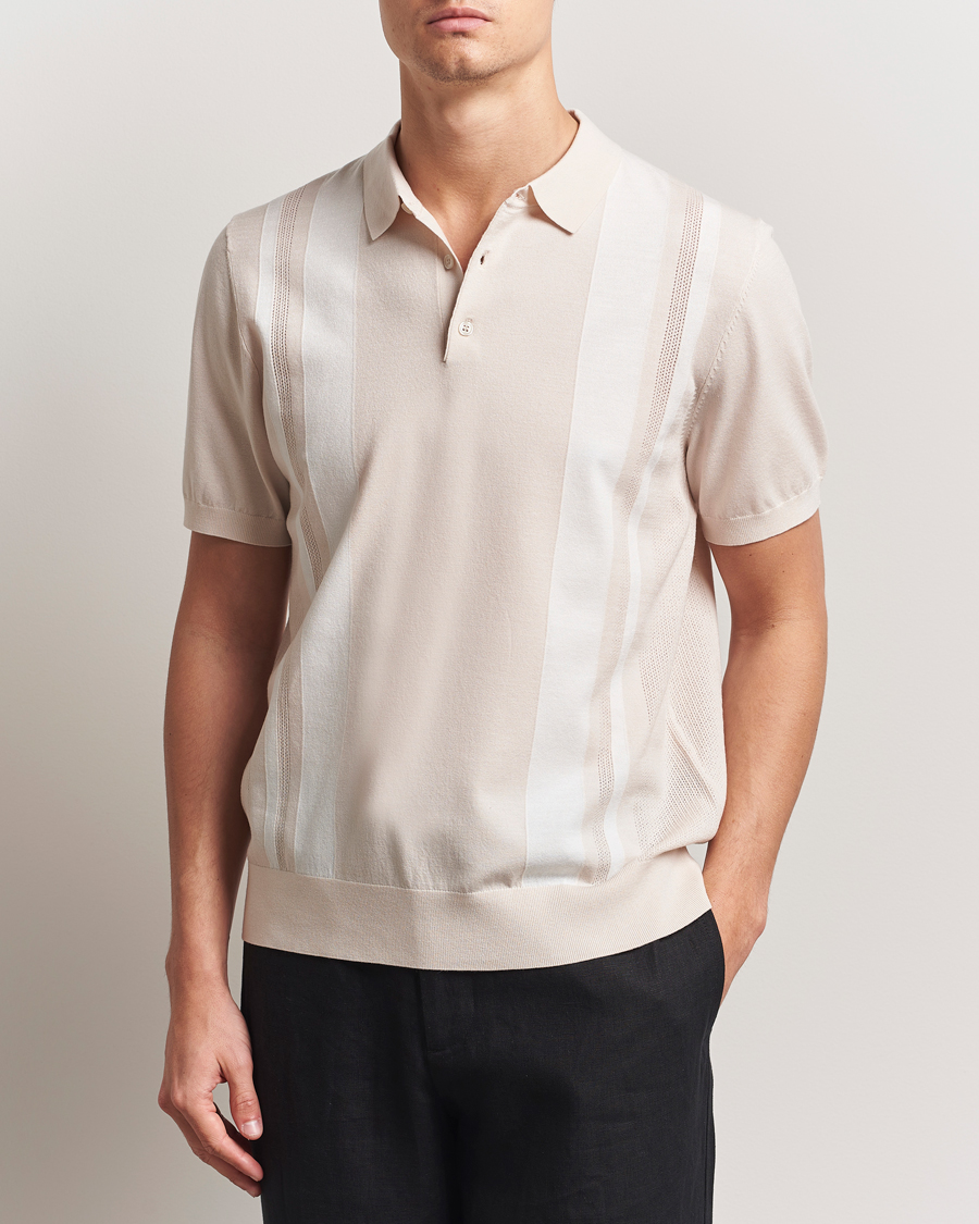 Herre | Pikéer | J.Lindeberg | Reymond Stripe Knit Polo Moonbeam