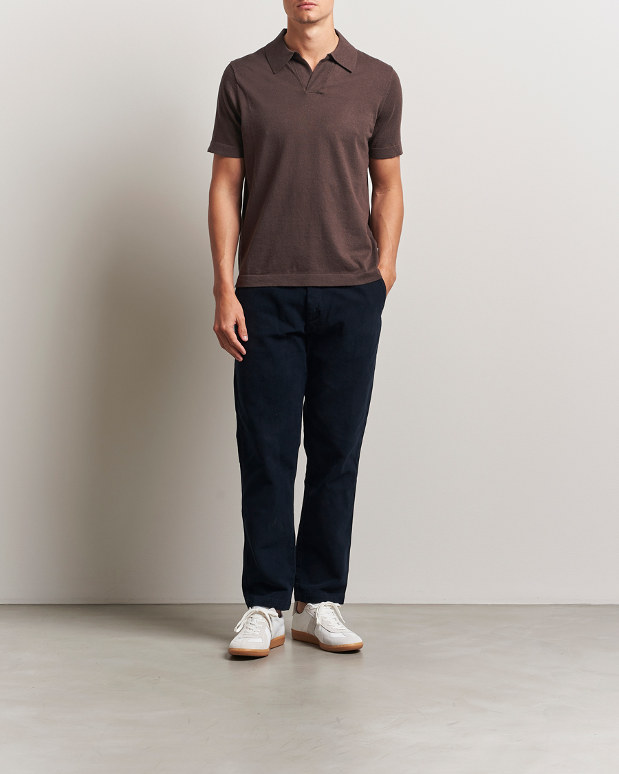 Herre | Pikéer | NN07 | Ryan Cotton/Linen Polo Coffee