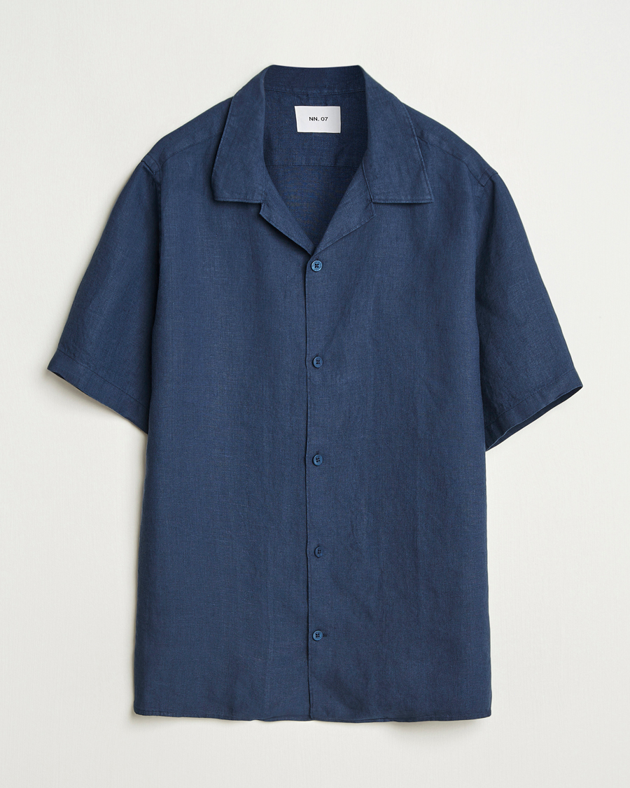 Herre | Skjorter | NN07 | Julio Linen Resort Shirt Navy Blue