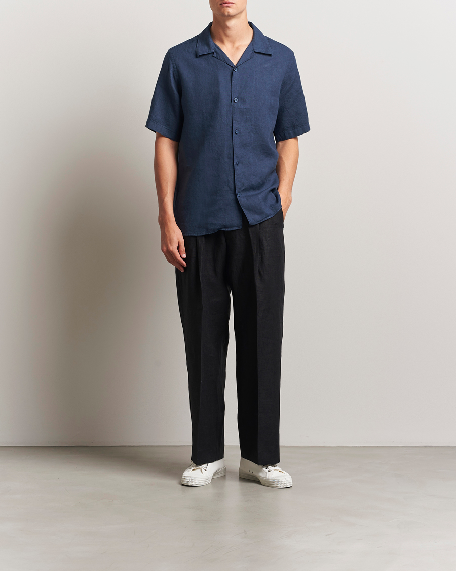 Herre | Skjorter | NN07 | Julio Linen Resort Shirt Navy Blue