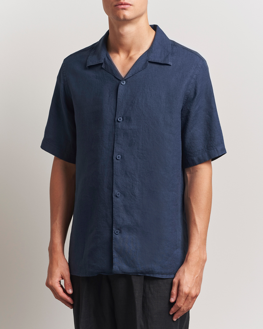 Herre | Skjorter | NN07 | Julio Linen Resort Shirt Navy Blue