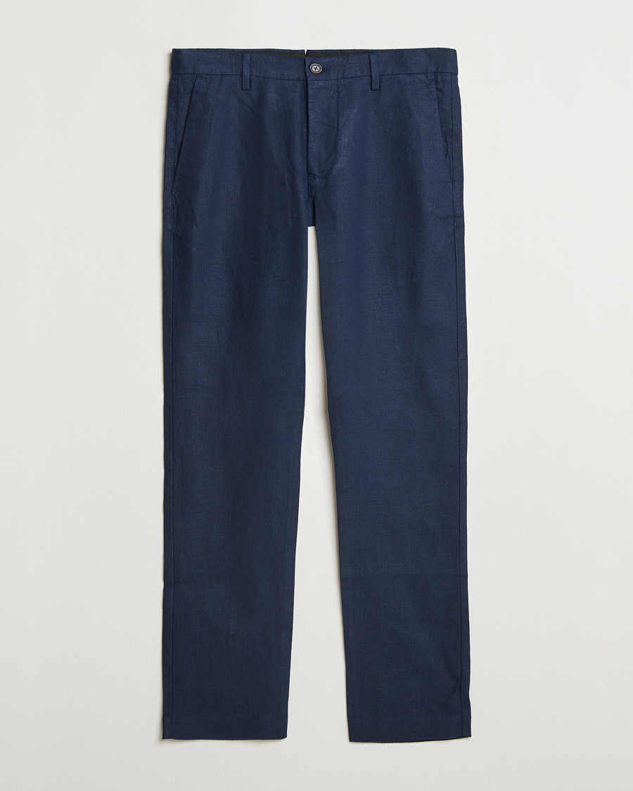 Herre | Bukser | NN07 | Theo Linen Trousers Navy Blue