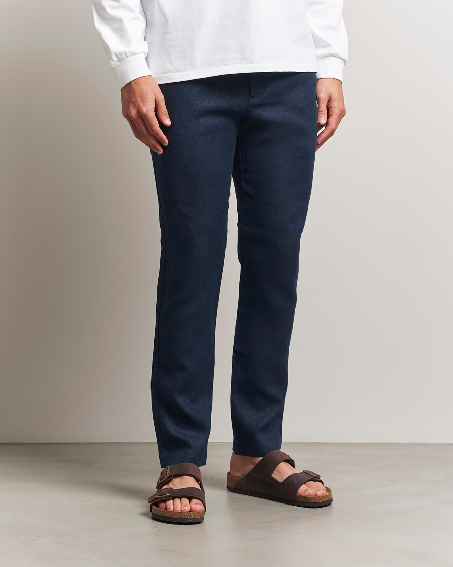 Herre | Bukser | NN07 | Theo Linen Trousers Navy Blue