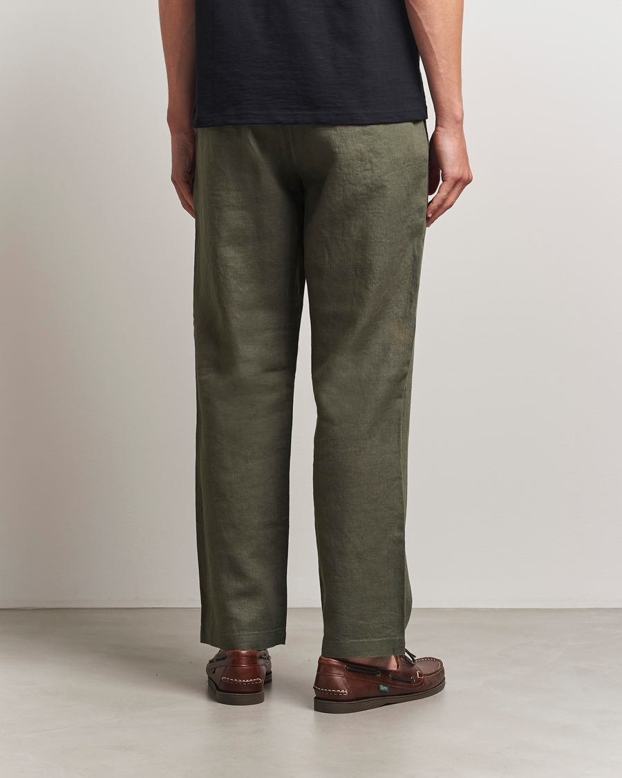 Herre | Bukser | NN07 | Aden Regular Fit Linen Trousers Croc Green