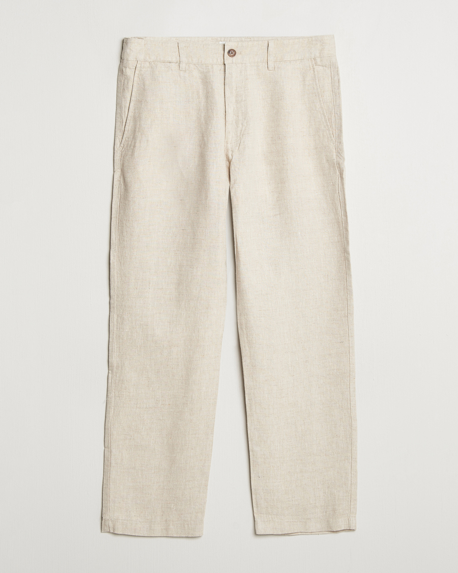 Herre | Bukser | NN07 | Aden Regular Fit Linen Trousers Oat
