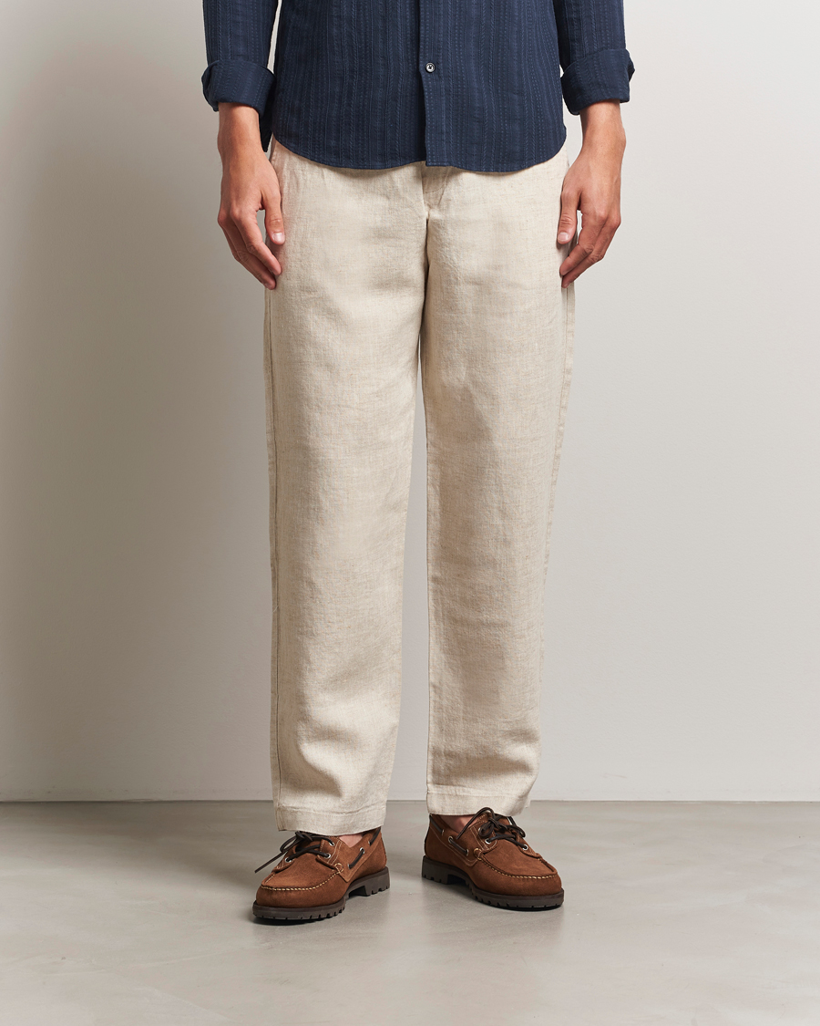 Herre | Bukser | NN07 | Aden Regular Fit Linen Trousers Oat