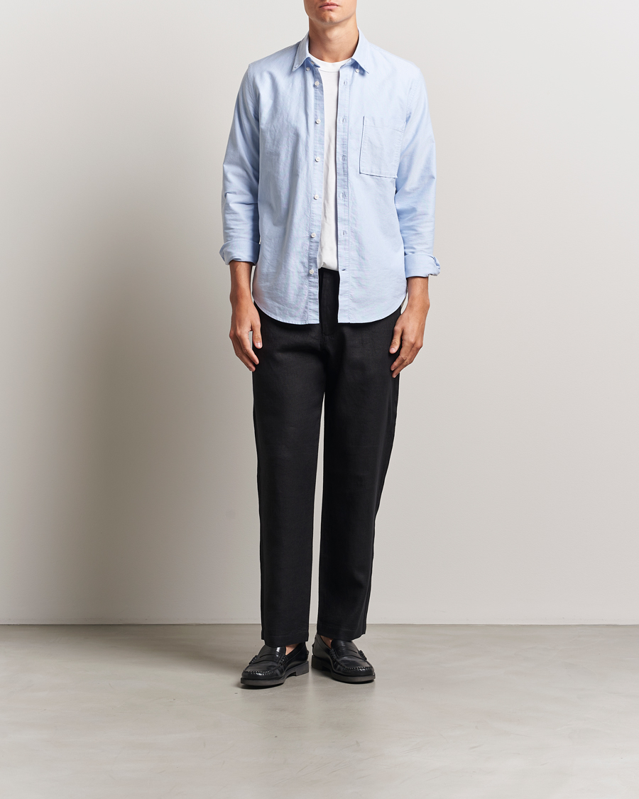 Herre | Bukser | NN07 | Aden Regular Fit Linen Trousers Black