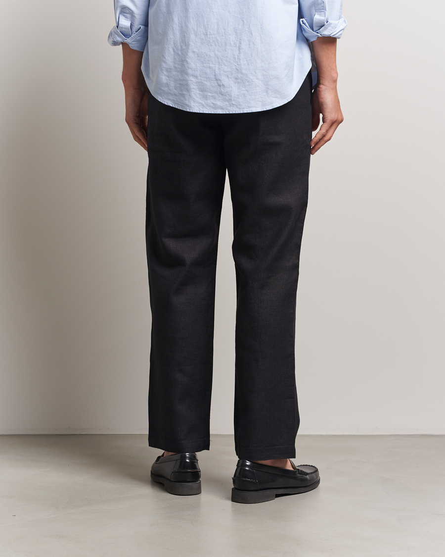 Herre | Bukser | NN07 | Aden Regular Fit Linen Trousers Black