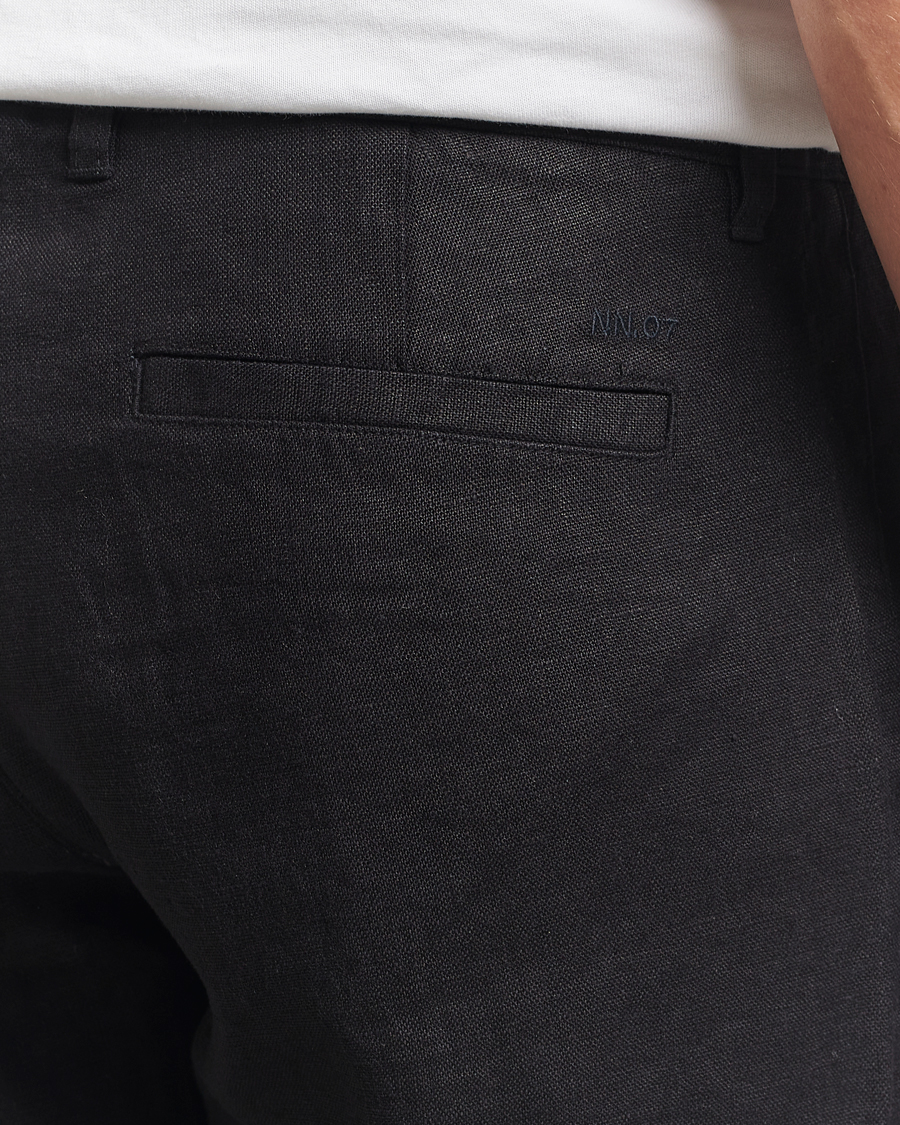 Herre | Bukser | NN07 | Aden Regular Fit Linen Trousers Black