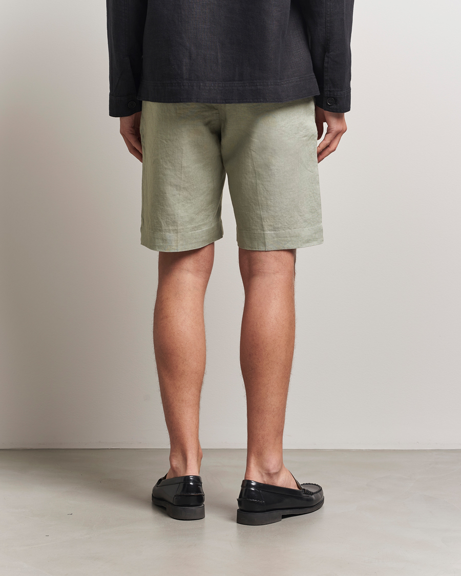 Herre | Shorts | NN07 | Billie Pleated Linen Drawstring Shorts Sage Green