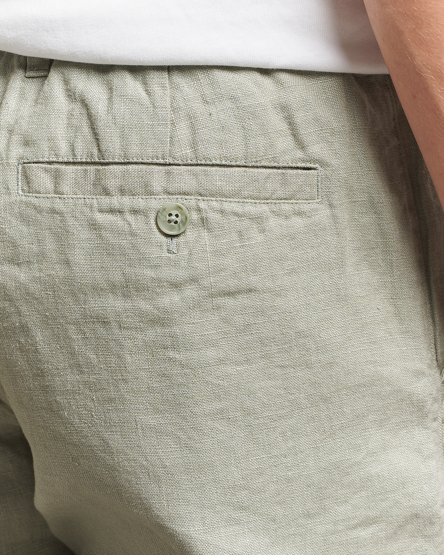 Herre | Shorts | NN07 | Billie Pleated Linen Drawstring Shorts Sage Green