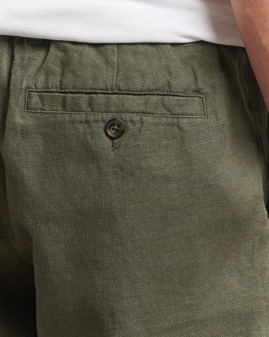 Herre | Shorts | NN07 | Billie Pleated Linen Drawstring Shorts Croc Green
