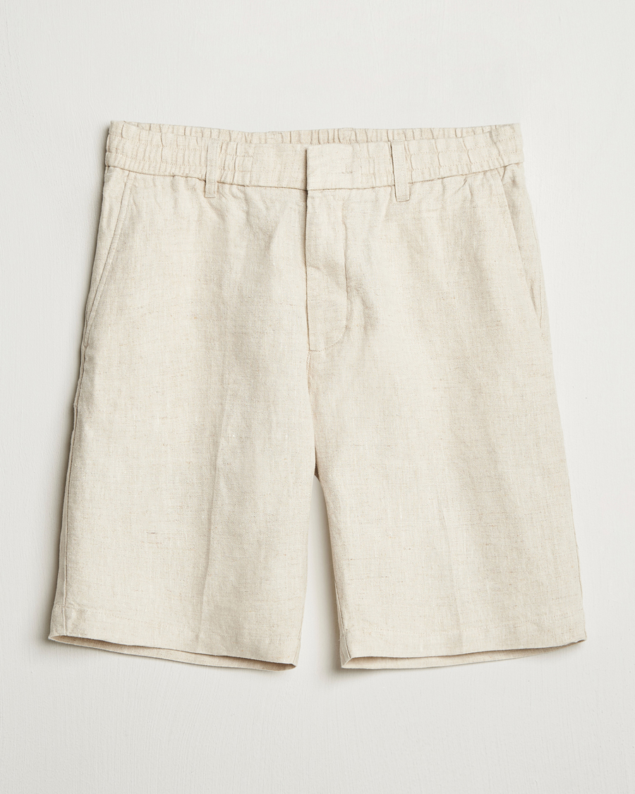 Herre | Shorts | NN07 | Billie Pleated Linen Drawstring Shorts Oat