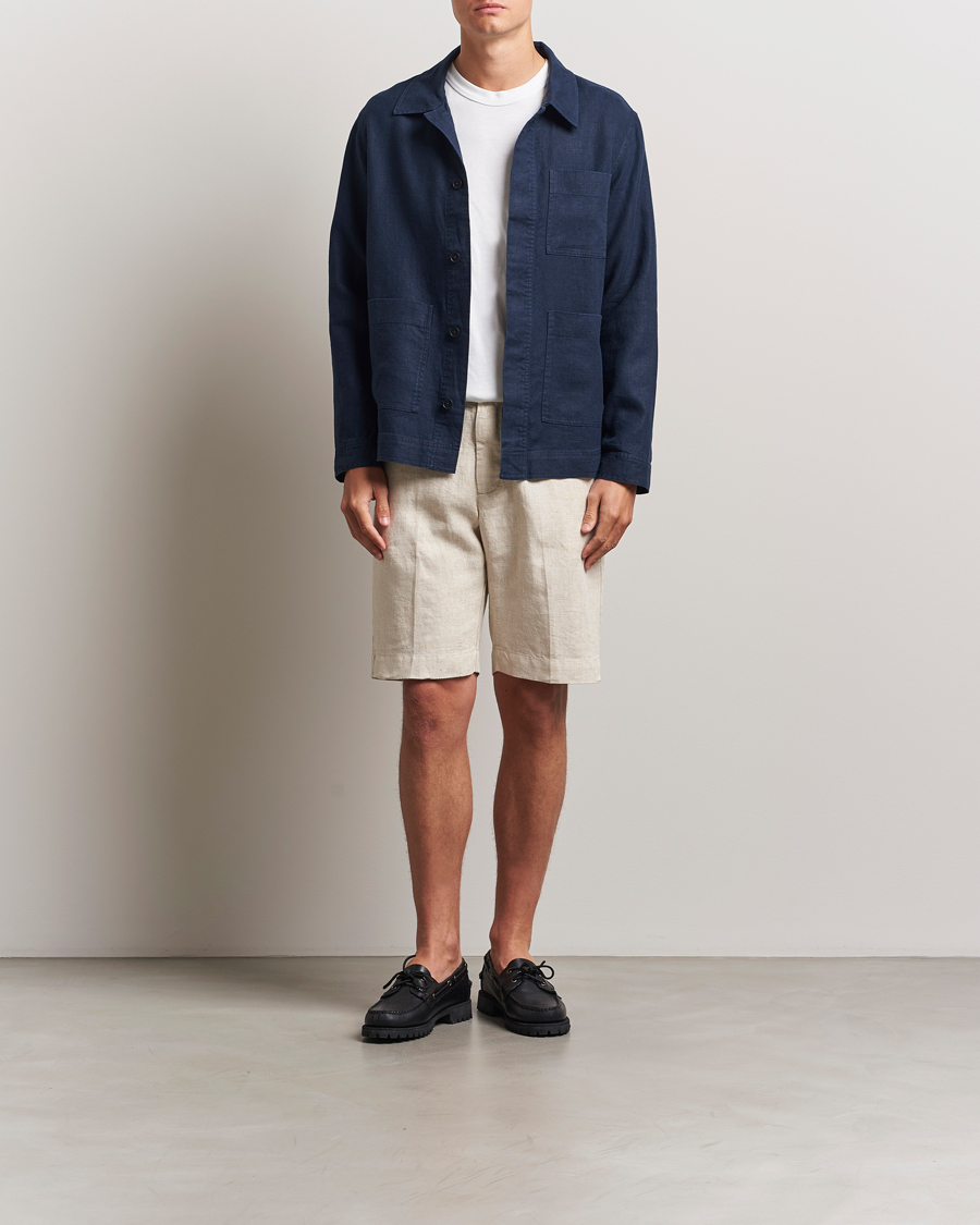 Herre | Shorts | NN07 | Billie Pleated Linen Drawstring Shorts Oat
