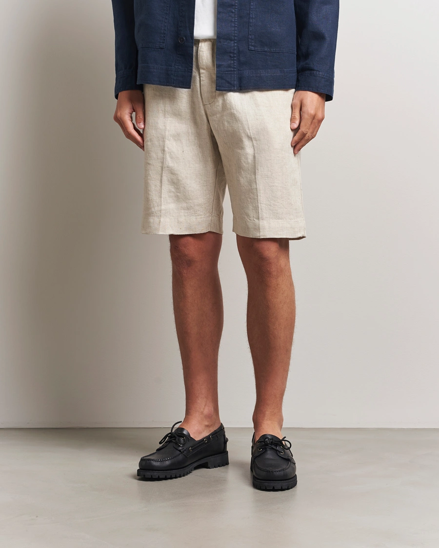 Herre | Shorts | NN07 | Billie Pleated Linen Drawstring Shorts Oat