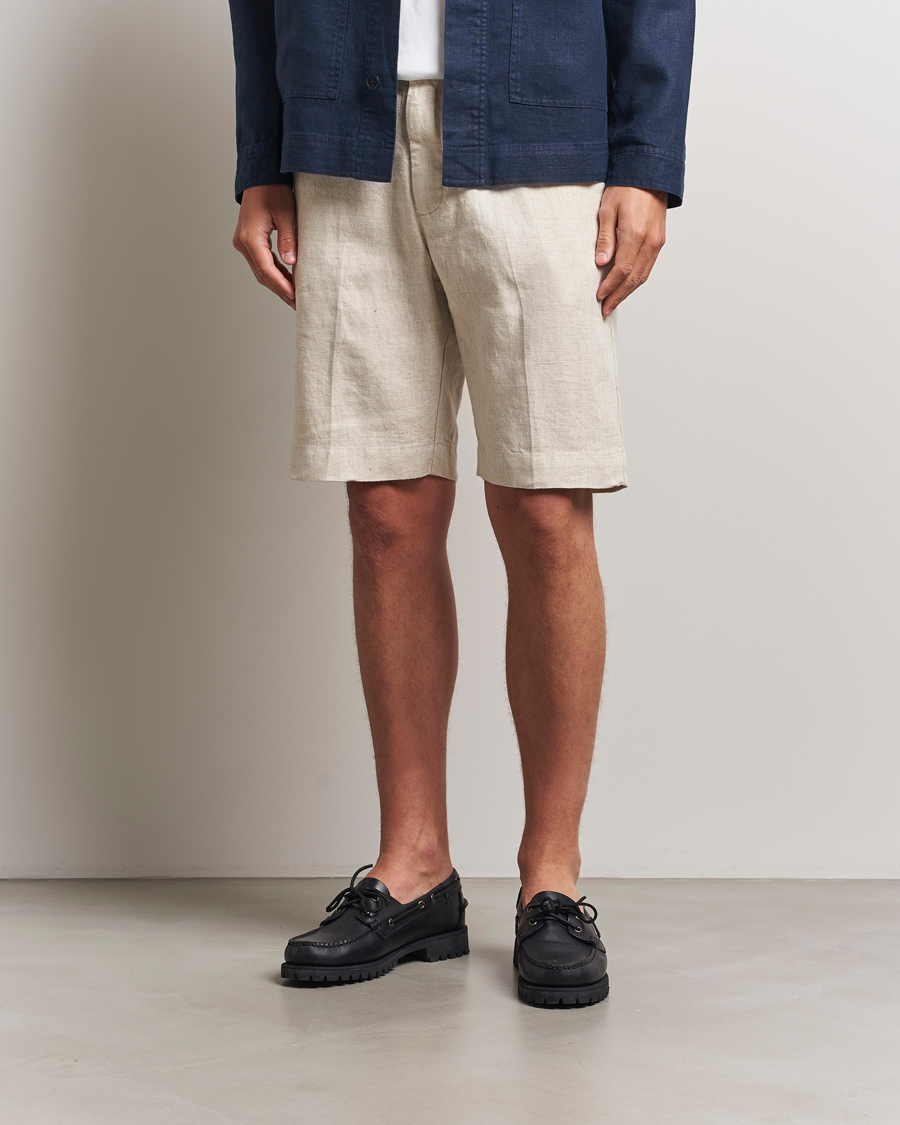 Herre | Shorts | NN07 | Billie Pleated Linen Drawstring Shorts Oat