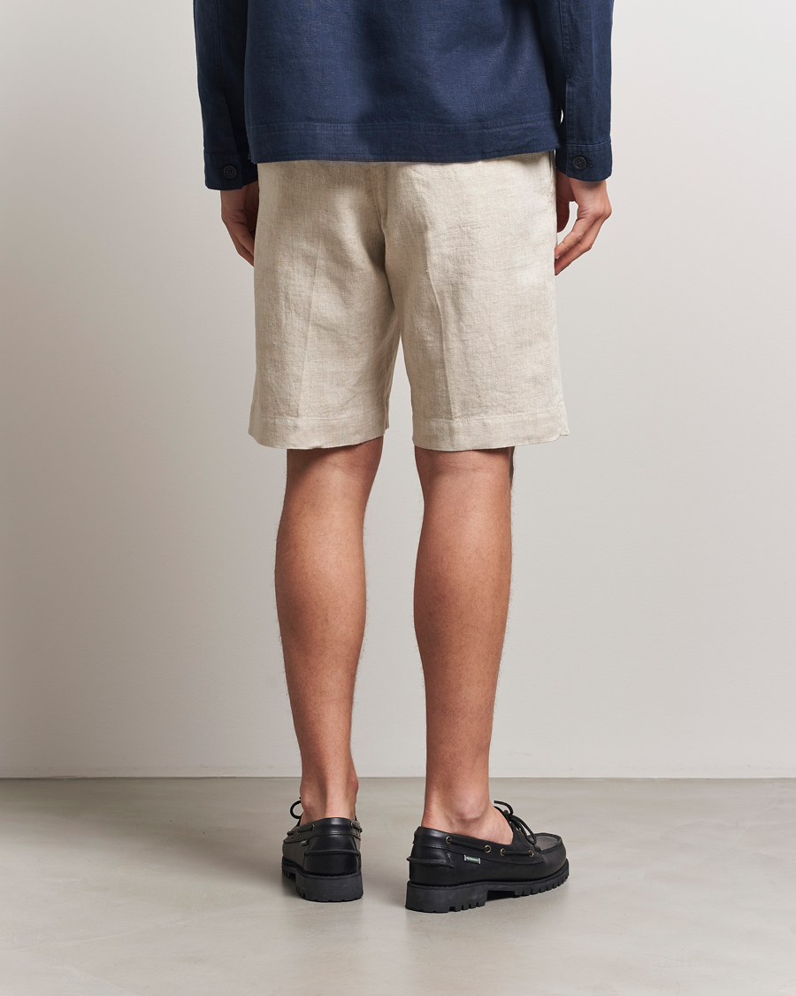 Herre | Shorts | NN07 | Billie Pleated Linen Drawstring Shorts Oat