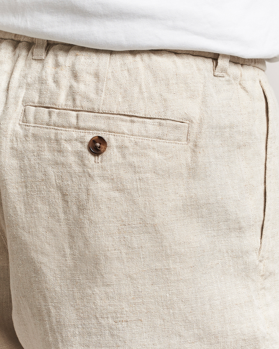 Herre | Shorts | NN07 | Billie Pleated Linen Drawstring Shorts Oat