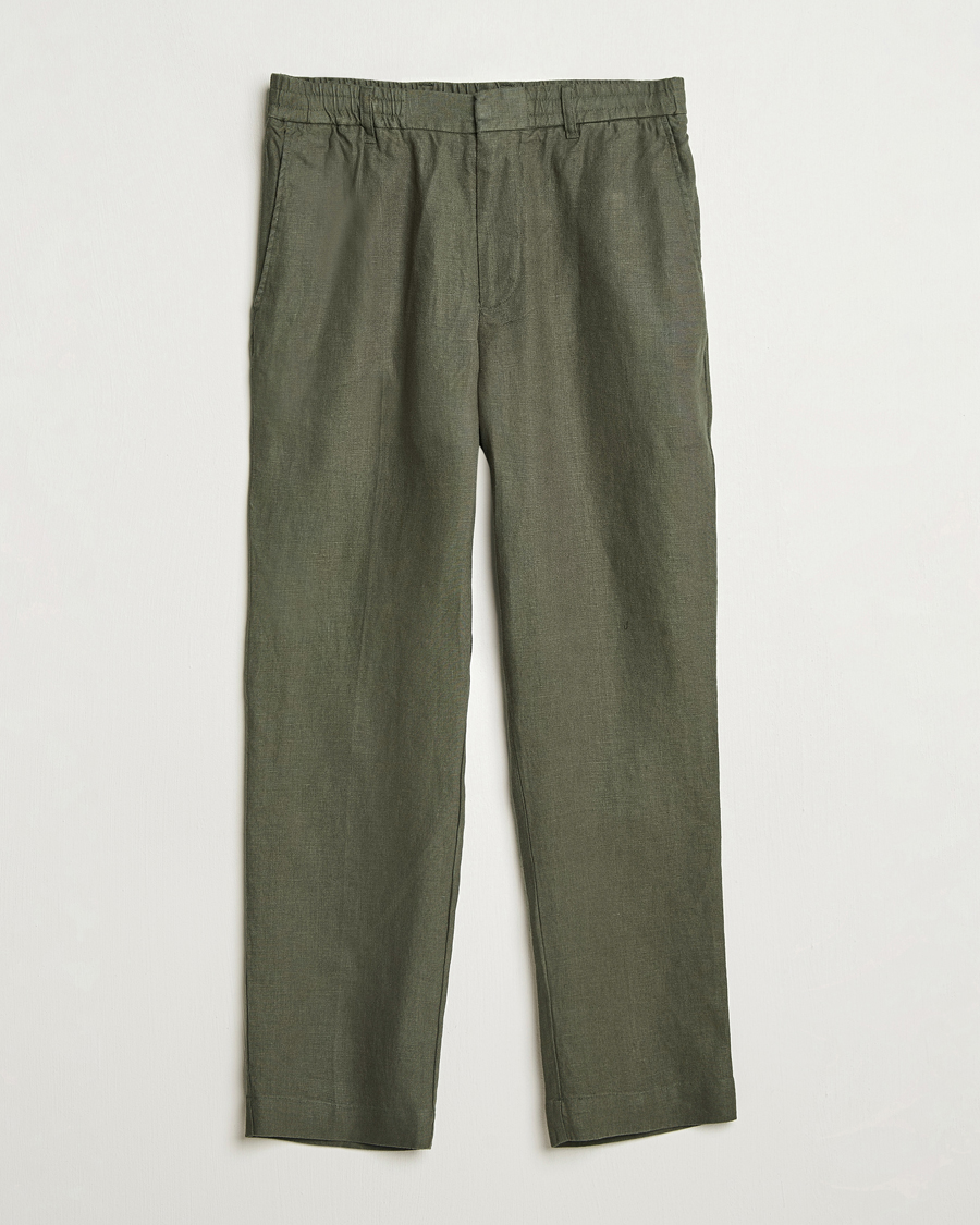 Herre | Bukser | NN07 | Billie Linen Drawstring Trousers Croc Green