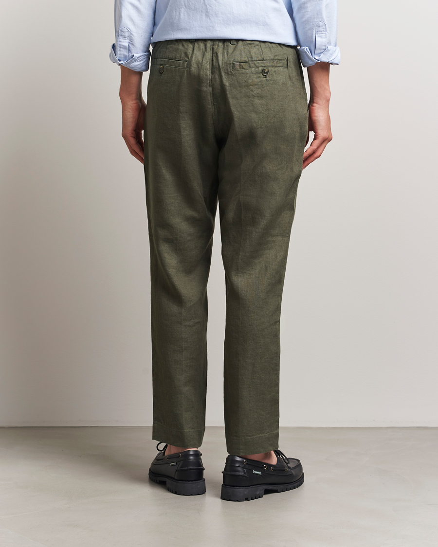 Herre | Bukser | NN07 | Billie Linen Drawstring Trousers Croc Green