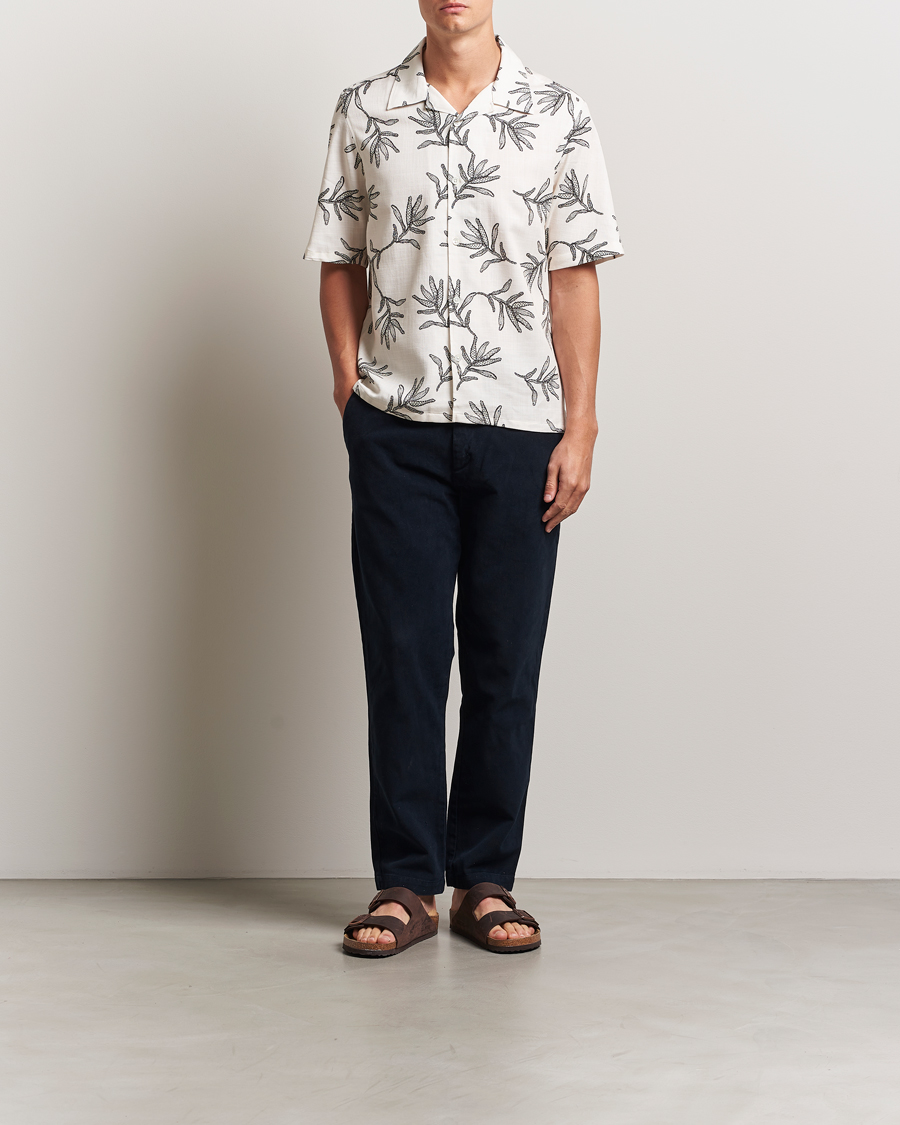 Herre | Skjorter | NN07 | Ole Printed Cotton/Lyocell Resort Shirt Off White