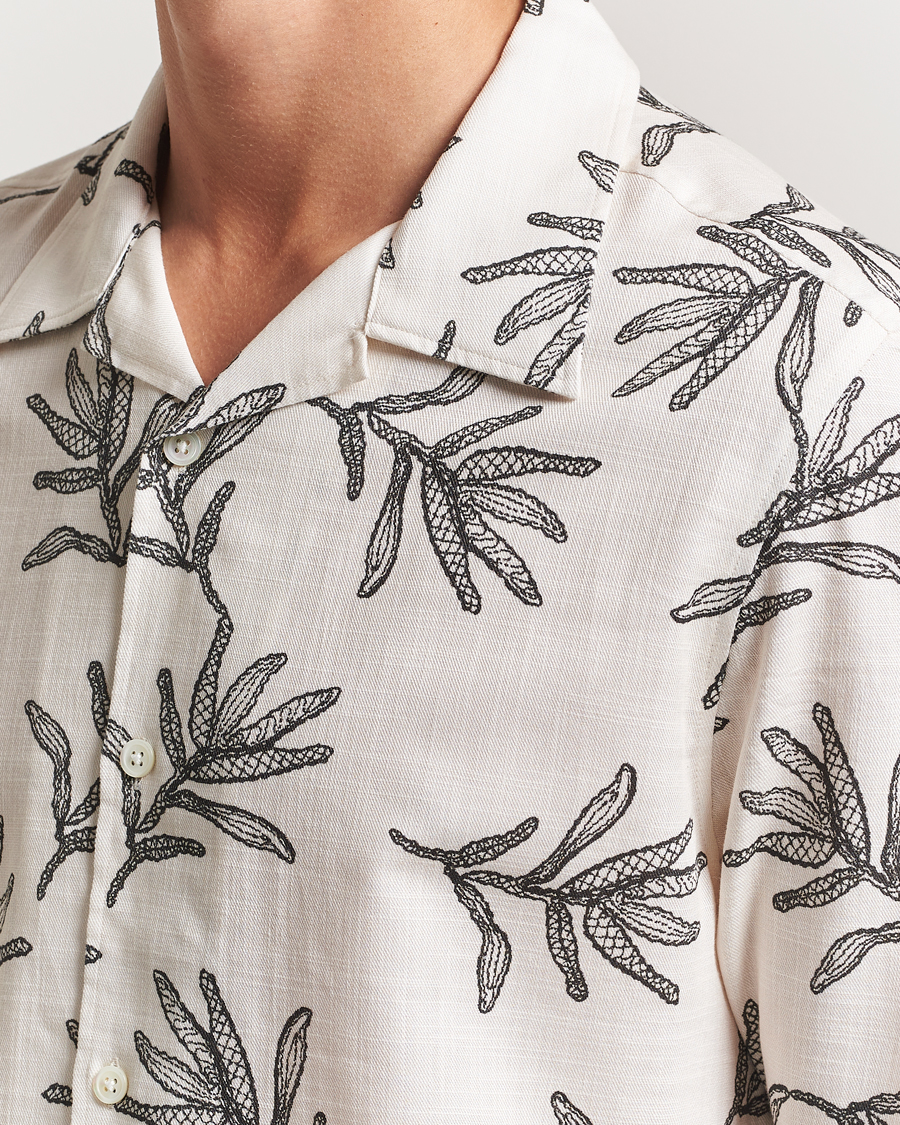 Herre | Skjorter | NN07 | Ole Printed Cotton/Lyocell Resort Shirt Off White