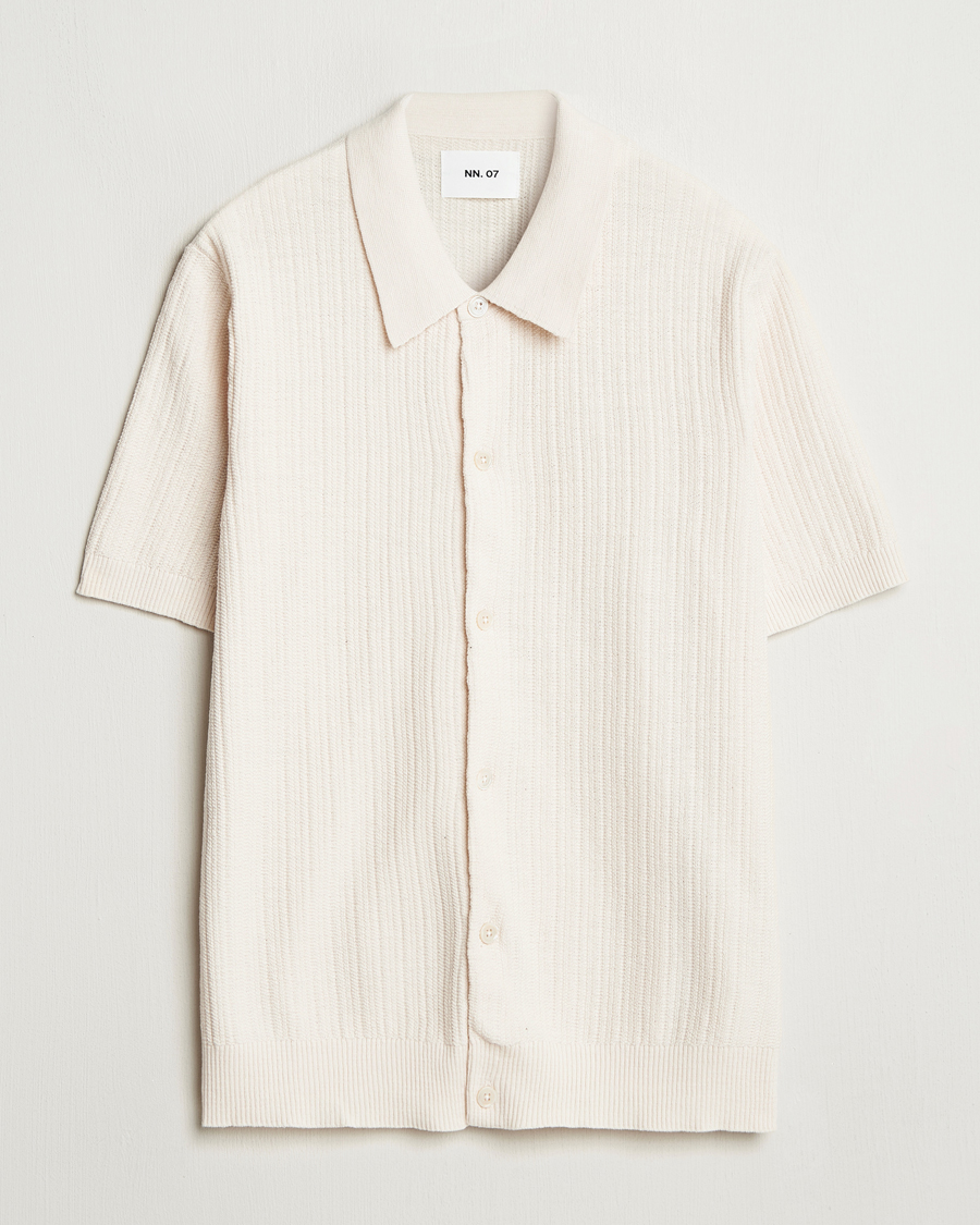 Herre | Skjorter | NN07 | Nolan Knitted Short Sleeve Shirt Ecru