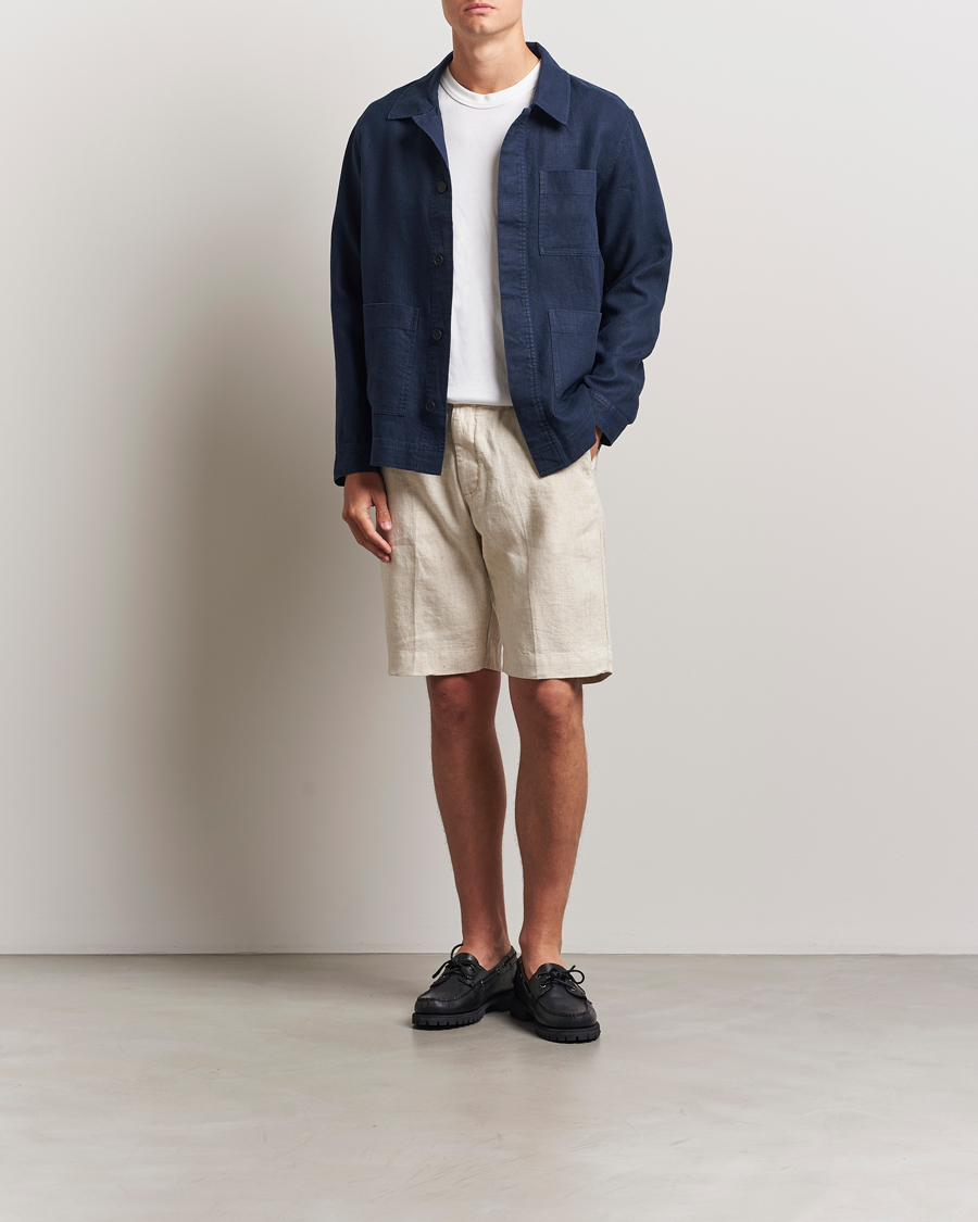 Herre | Skjorter | NN07 | Olav Linen Overshirt Navy Blue