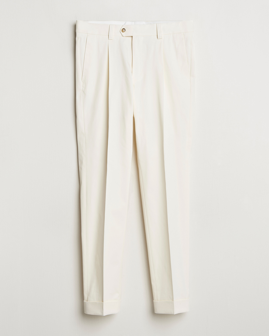 Herre | Bukser | Tiger of Sweden | Tenuta Pleated Cotton Trousers Soft White