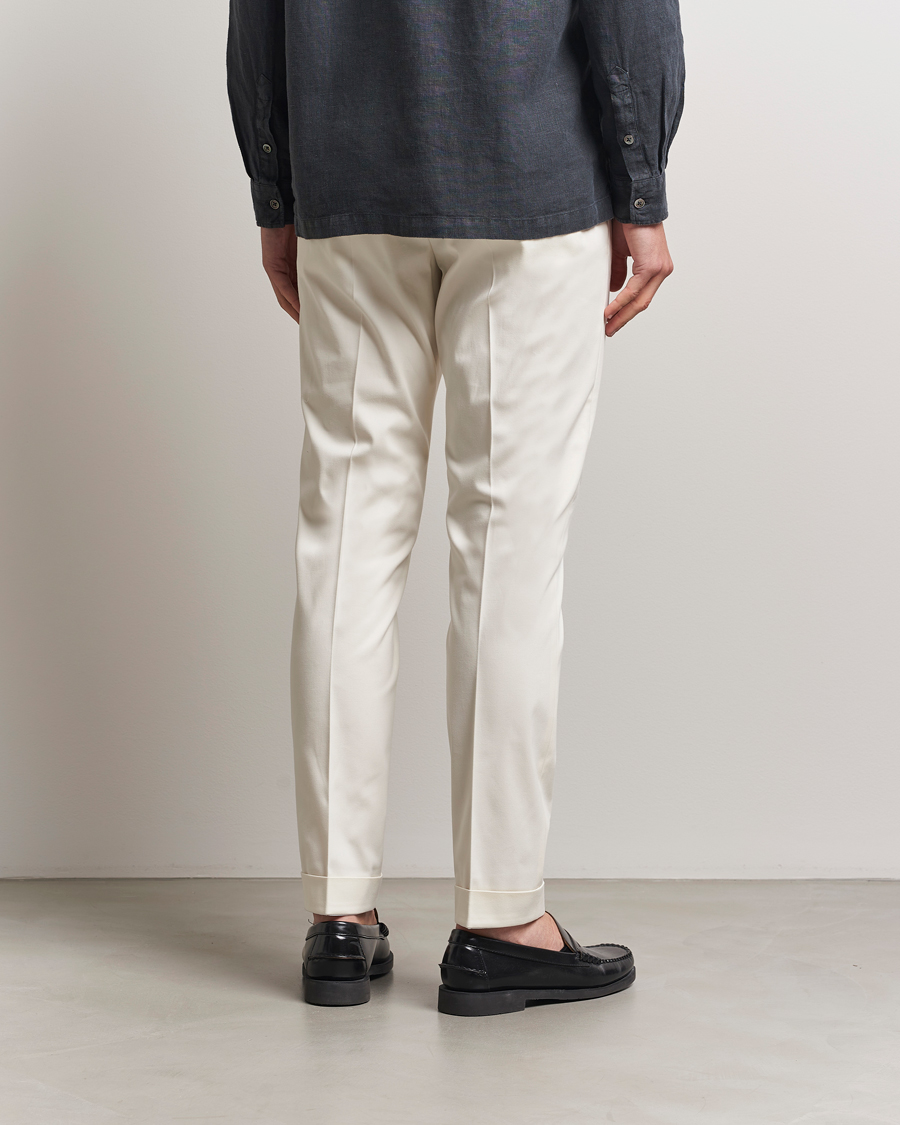 Herre | Bukser | Tiger of Sweden | Tenuta Pleated Cotton Trousers Soft White