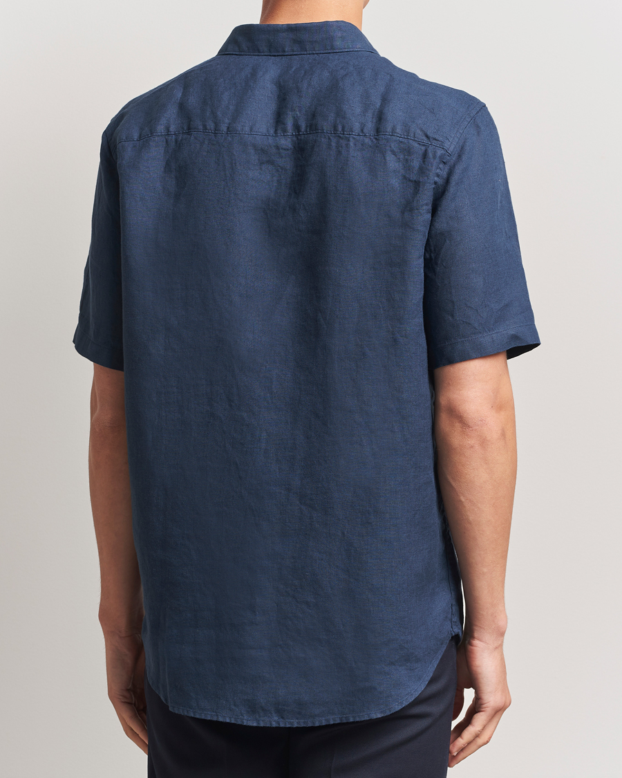 Herre | Skjorter | NN07 | Enzo Linen Short Sleeve Shirt Navy Blue